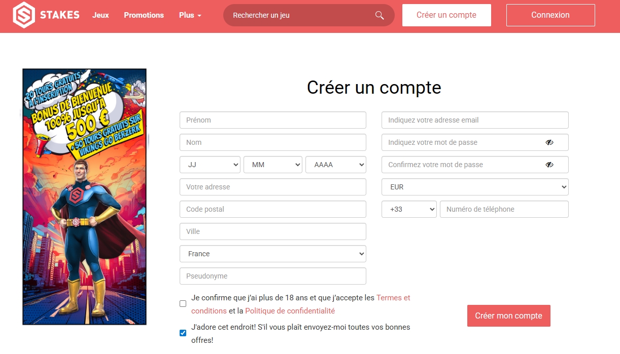 Stakes Casino - 20 Free Spins